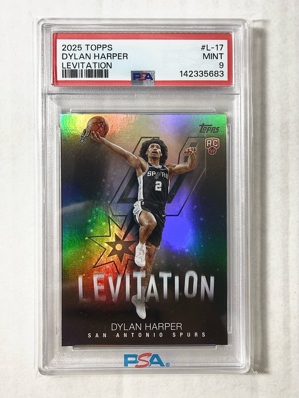 Topps Dylan Harper Levitation Rookie Card - Multicolor Holographic PSA 9